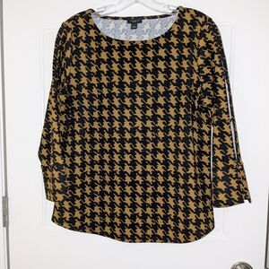 Ann Taylor Factory Black and Brown Houndstooth Blouse
